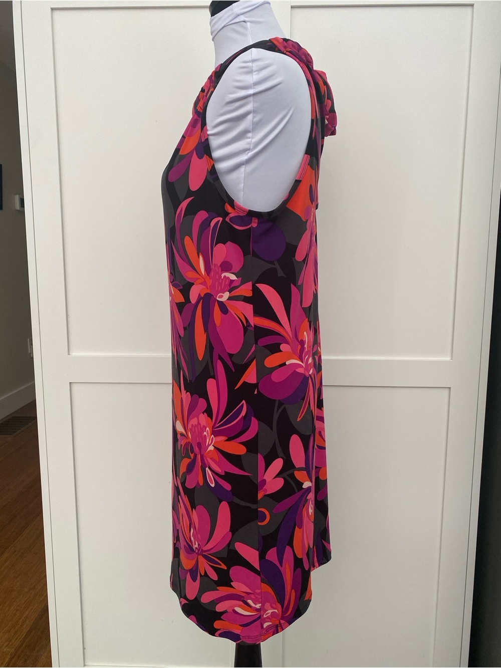 Trina Turk Juju Knit Vibrant Floral Halter Tie Dress Medium Tropical Mod Retro - Picture 3 of 10